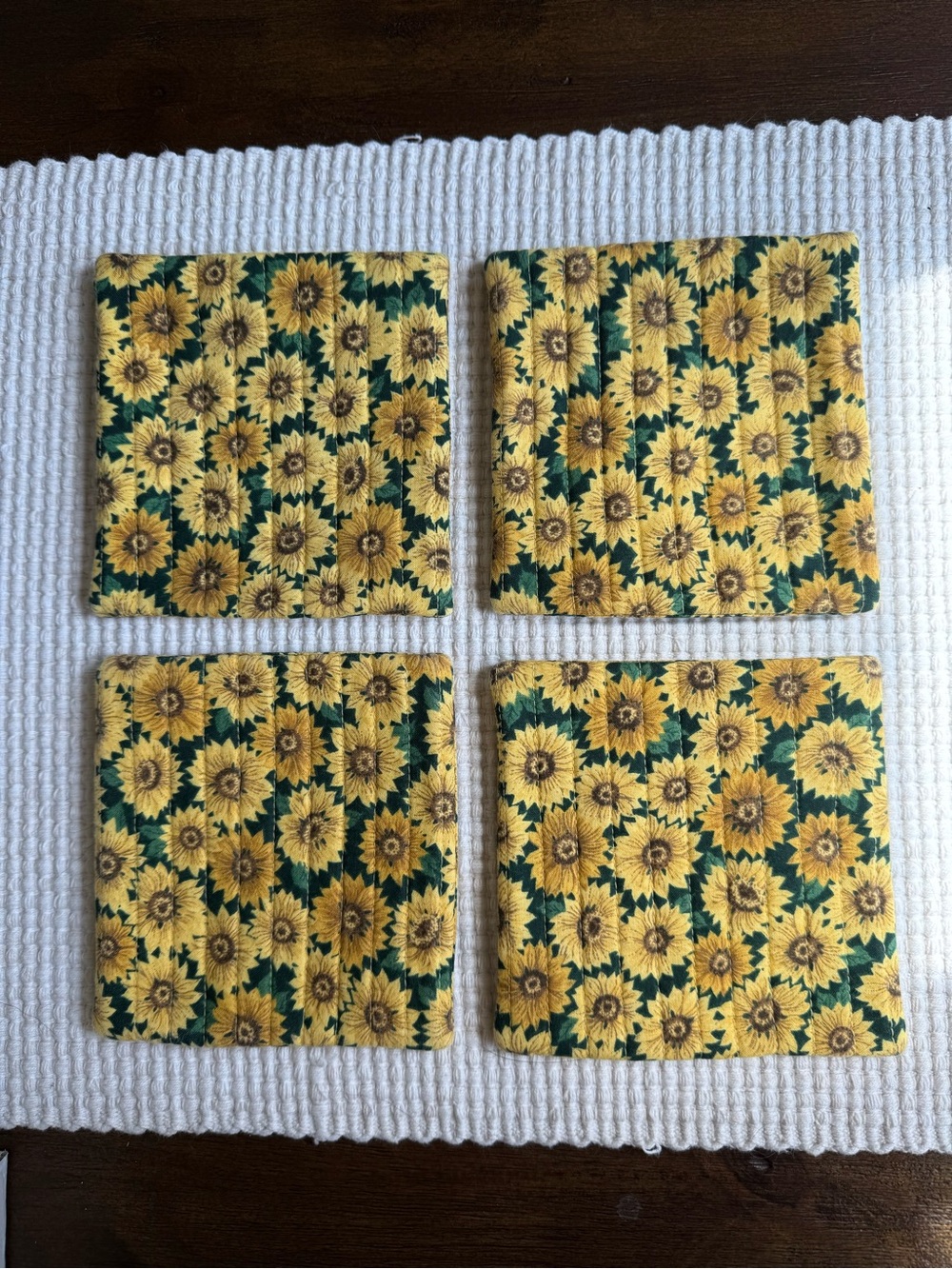 Sunflower Cotton Coasters (Set of 4)